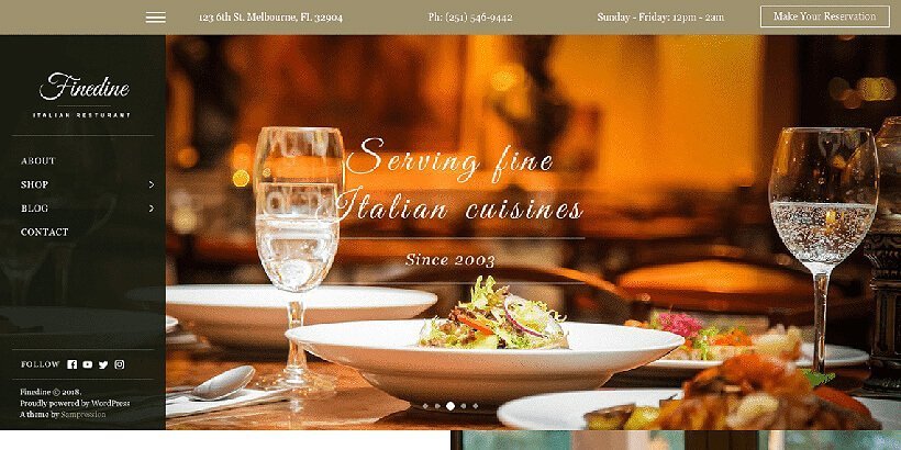 finedine free restaurant wordpress themes